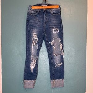Women’s Cello Distressed Blue Jeans Ripped Size 7